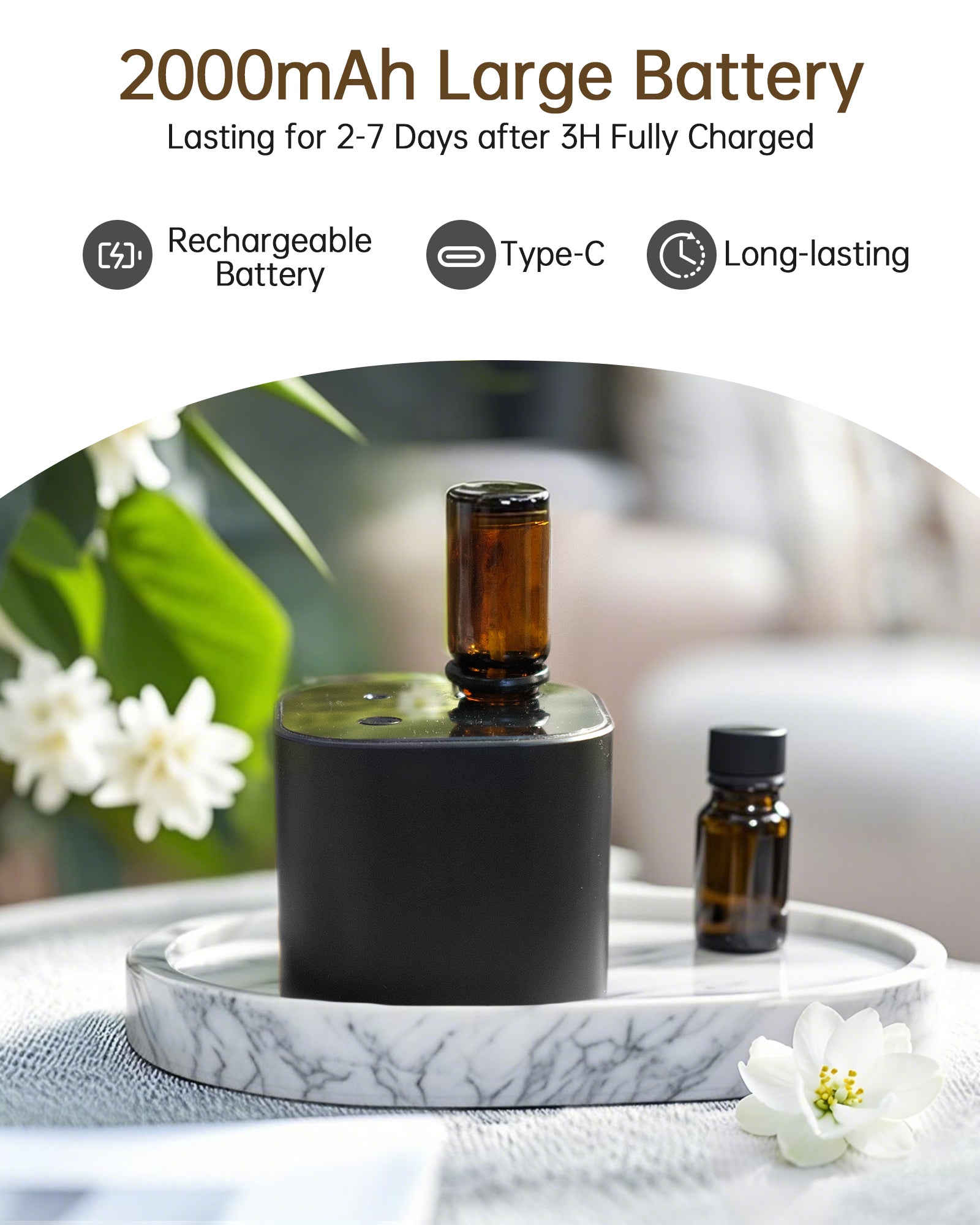 Mini Waterless Scent Diffuser with White Tea Oil | A200 | Betterdiffuser